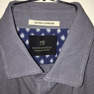 scotch & Soda - M Blue/White Fine Checked Shirt